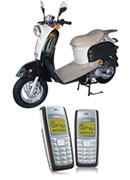 2 Nokia Handys + 50 ccm Retro Roller