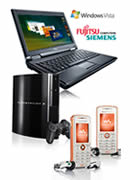 Notebook + Sony PlayStation 3 + 2 Sony Ericsson W200i